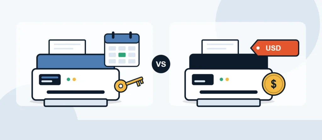 Ilustración: alquilar versus comprar una impresora